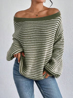 Rosalie | Pull ample à rayures et encolure Bardot