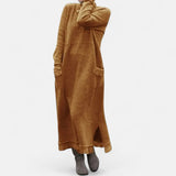 Claudine | Robe longue en maille à col montant et poches