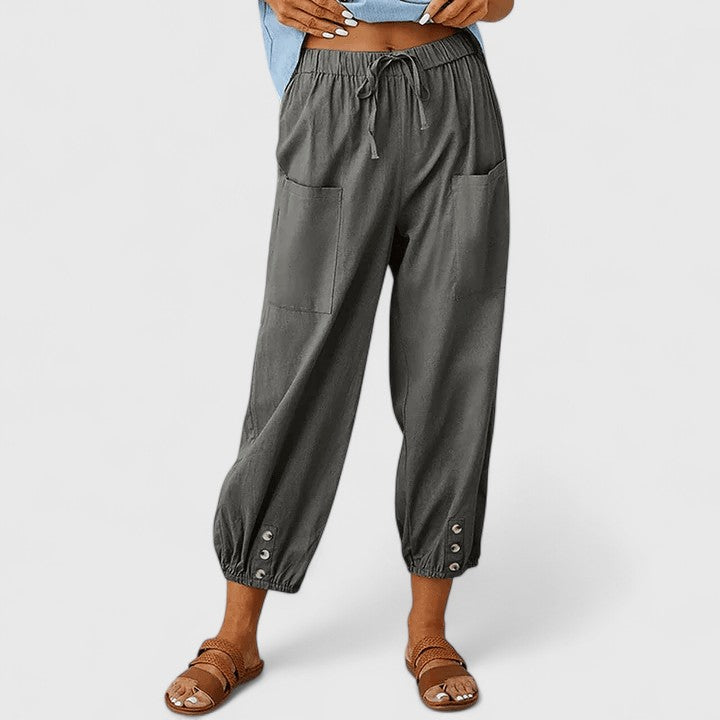 Jacy | Pantalon élégant à cordon Gris foncé, photo studio