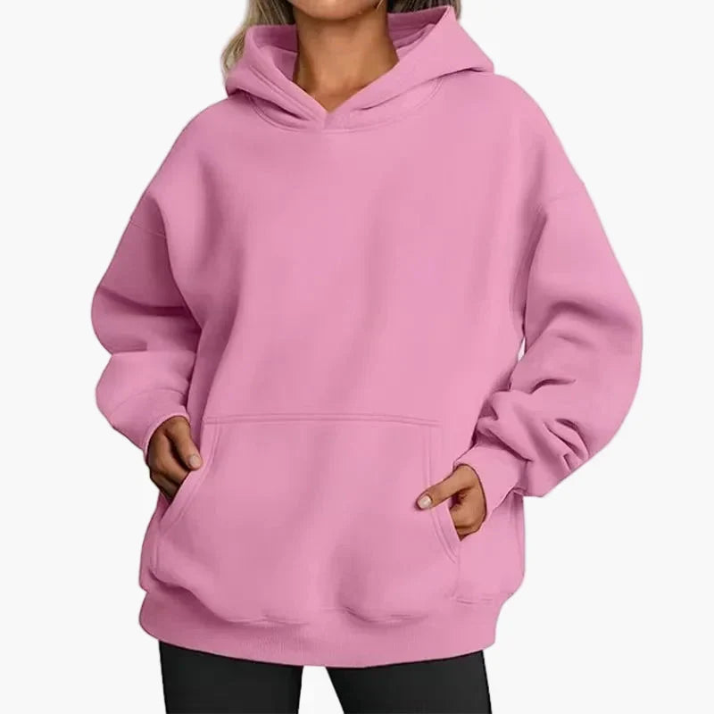 Monique | Sweat à capuche oversize à poche kangourou Rose, photo studio