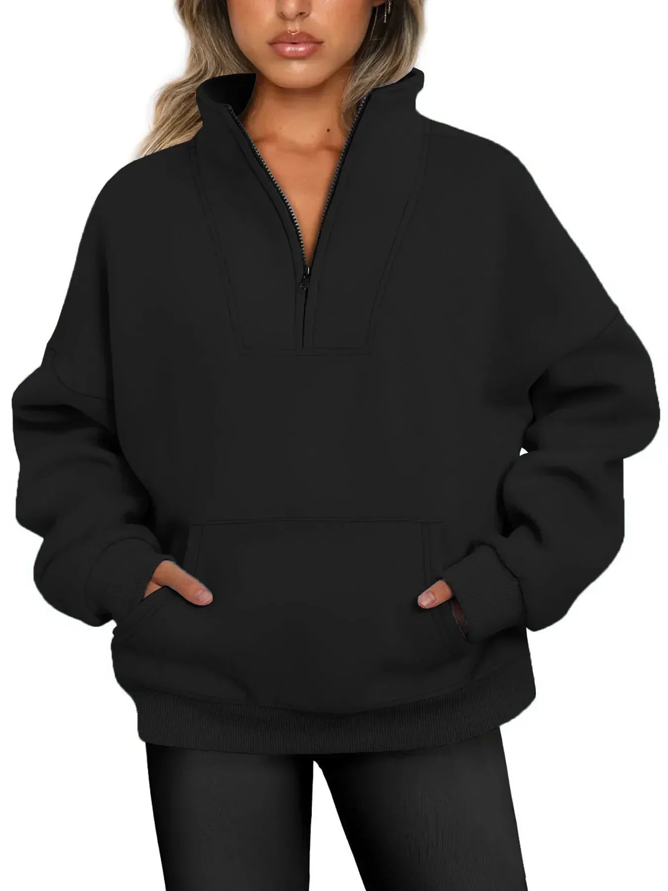 Lunette | Sweat quarter-zip Noir, photo studio