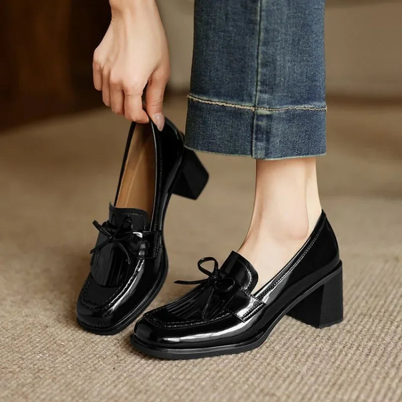 Mocassins à Talon Carré Vernis