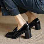 Mocassins à Talon Carré Vernis