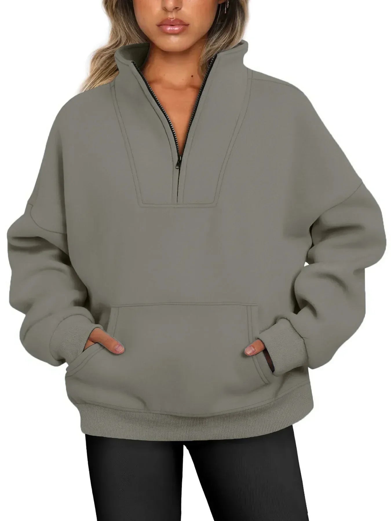 Lunette | Sweat quarter-zip Kaki, photo studio