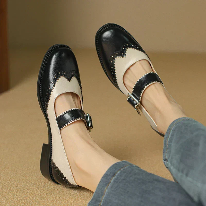 Mary Janes Bicolores Bout Golf - Noir