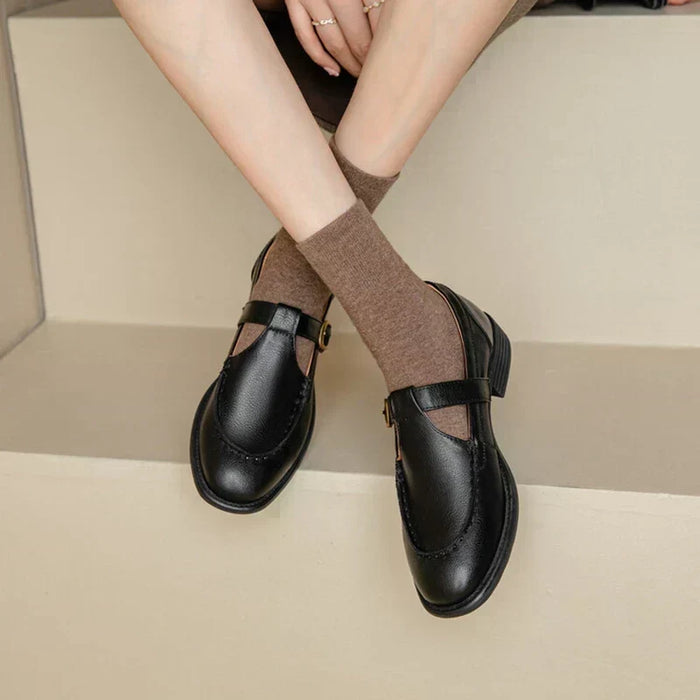 Mary Janes Rétro en Cuir Bride Large