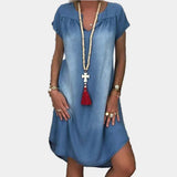 Robe d'Été en Jean Ample à Manches Courtes