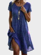Agnès | Robe fluide à pois et manches courtes