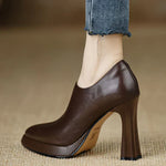 Bottines Basses en Cuir à Talon