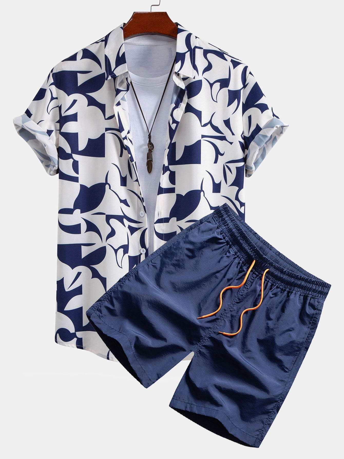 Ensemble Capucine — chemise à imprimé color block & short de bain