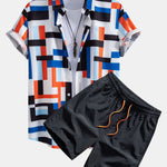 Ensemble Améline — chemise à imprimé rayé color block & short de bain