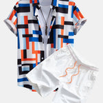 Ensemble Améline — chemise à imprimé rayé color block & short de bain