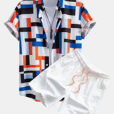 Ensemble Améline — chemise à imprimé rayé color block & short de bain