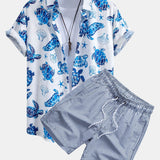 Ensemble — chemise à imprimé tortues & short de bain rayé