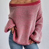 Rosalie | Pull ample à rayures et encolure Bardot