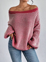 Rosalie | Pull ample à rayures et encolure Bardot