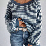Rosalie | Pull ample à rayures et encolure Bardot
