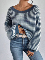 Rosalie | Pull ample à rayures et encolure Bardot