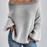 Rosalie | Pull ample à rayures et encolure Bardot