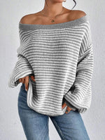 Rosalie | Pull ample à rayures et encolure Bardot