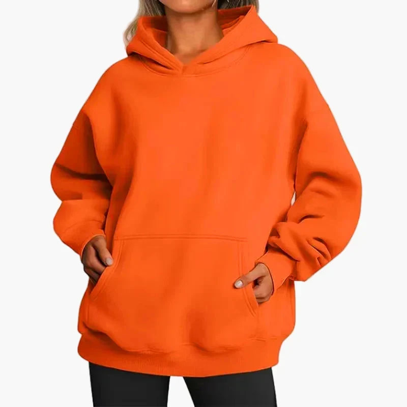 Monique | Sweat à capuche oversize à poche kangourou Orange, photo studio