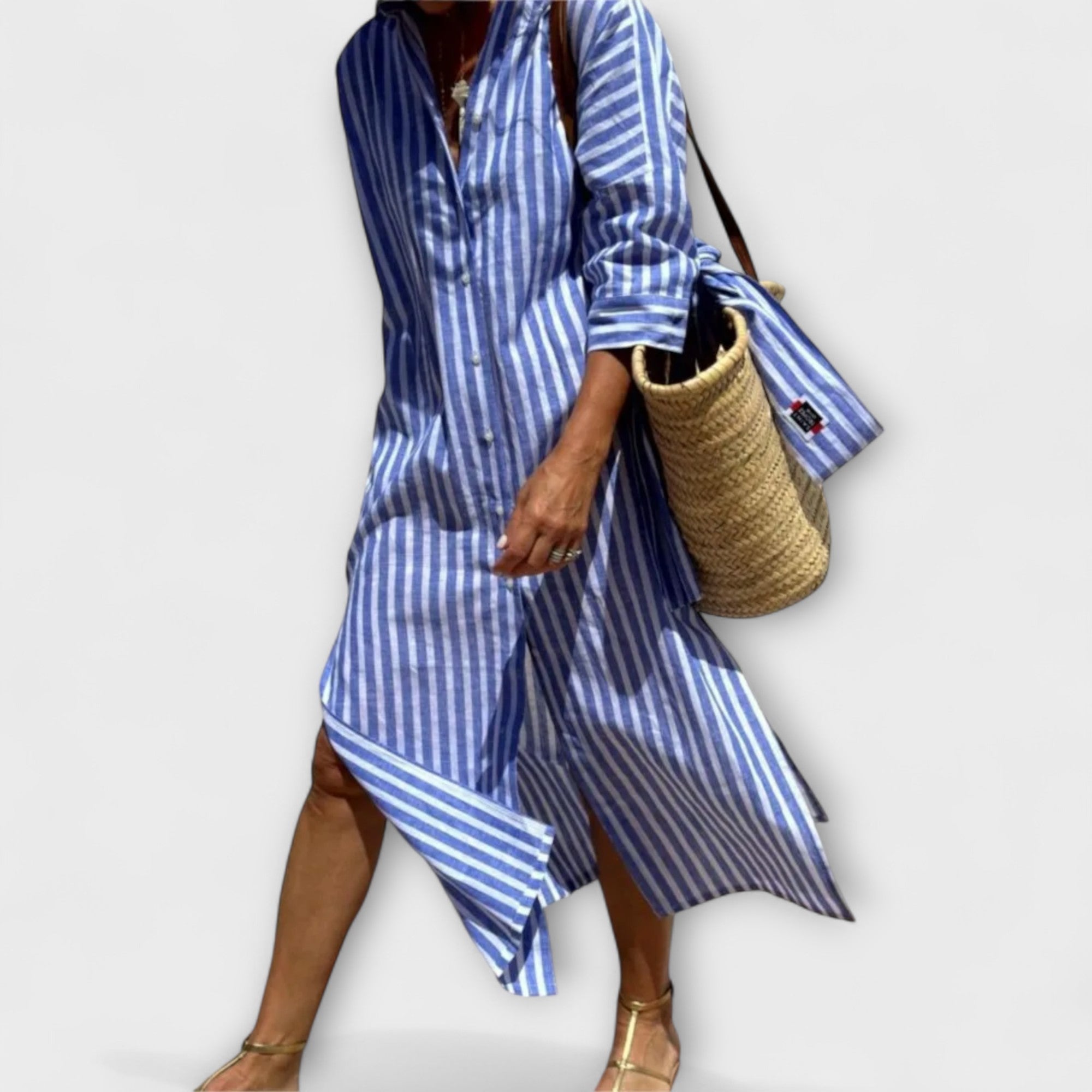 Johana | Robe-chemise élégante à rayures Bleu