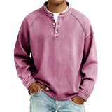 DENIM-LOOK HENLEY SHIRT FOR MEN