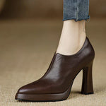 Bottines Basses en Cuir à Talon