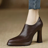 Bottines Basses en Cuir à Talon