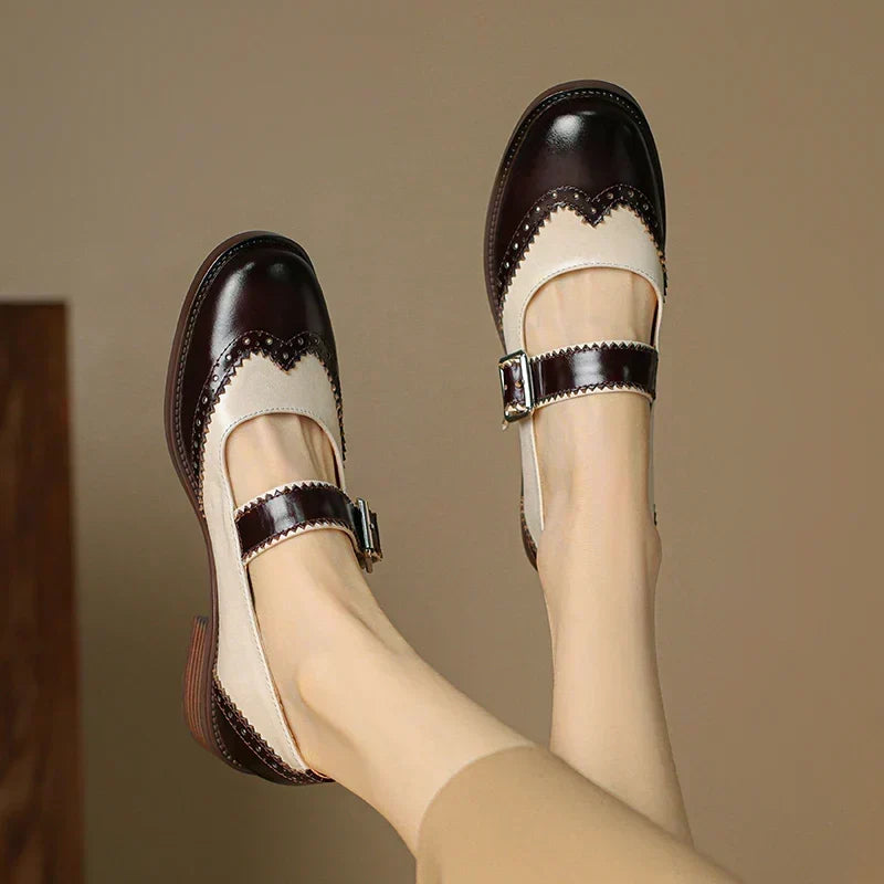 Mary Janes Bicolores Bout Golf - Marron foncé