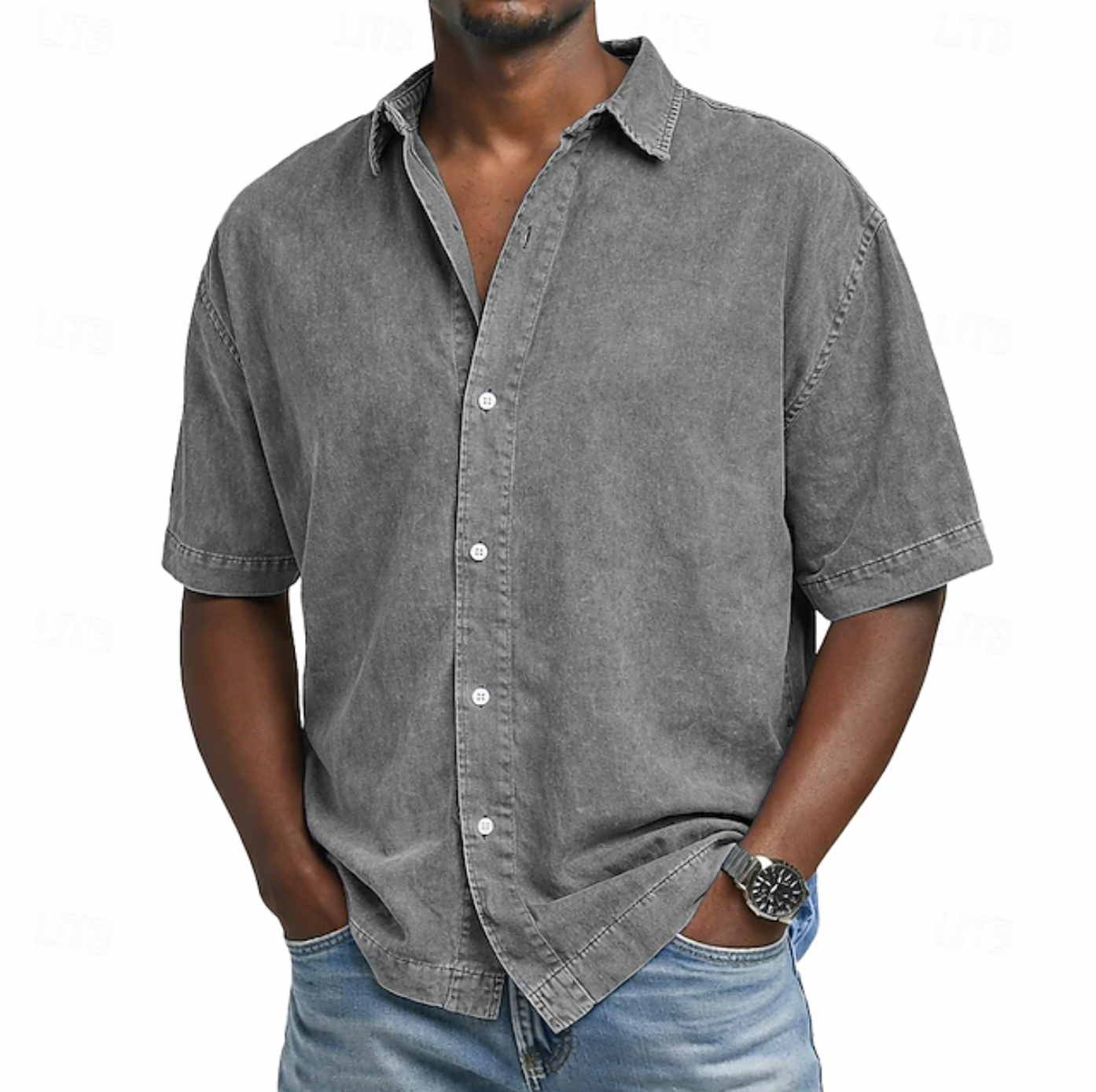 ACID WASH COTTON SHIRT FOR MEN