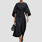 Mireille | Robe ceinturée à larges manches évasées