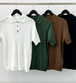 Ribbed Knit Polo