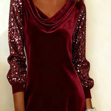 Sophie — Robe à Manches en Velours Étincelant