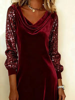 Robe à Manches en Velours Étincelant