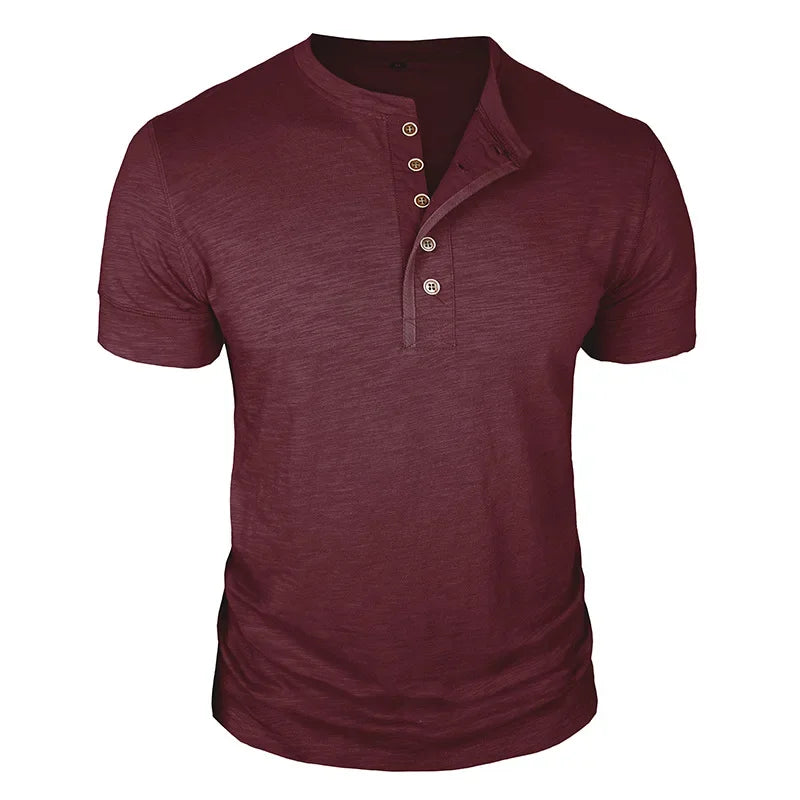 HENLEY NECK T-SHIRT FOR MEN