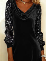 Robe à Manches en Velours Étincelant