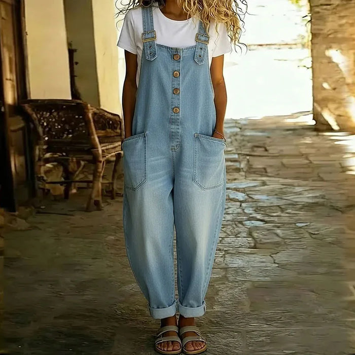 Salopette vintage en coton doux effet denim