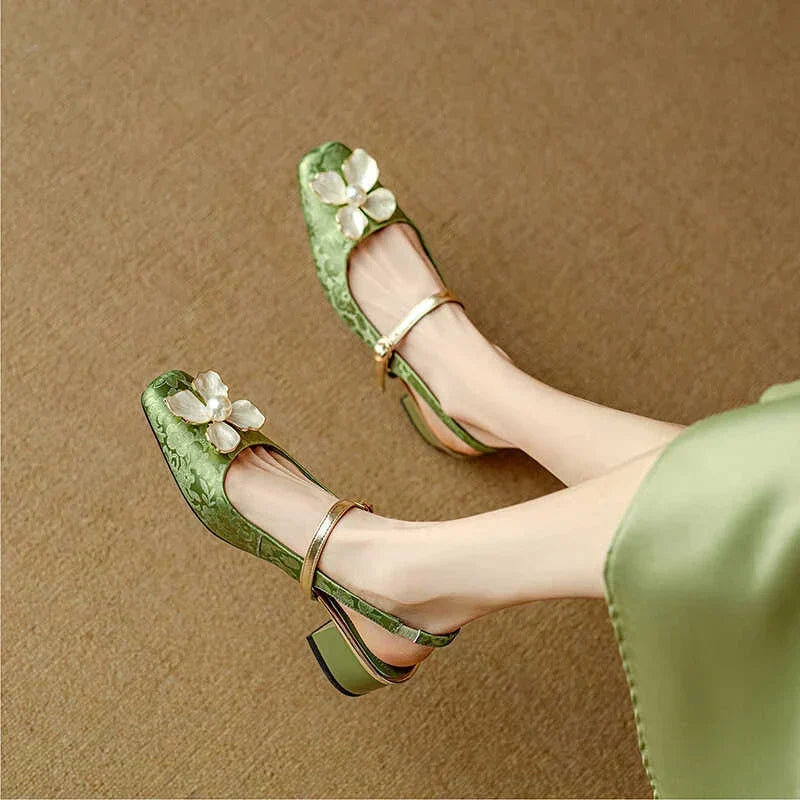 Mary Janes Slingback à Fleur