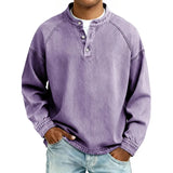DENIM-LOOK HENLEY SHIRT FOR MEN