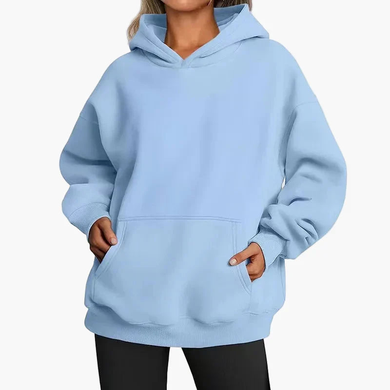 Monique | Sweat à capuche oversize à poche kangourou Bleu, photo studio