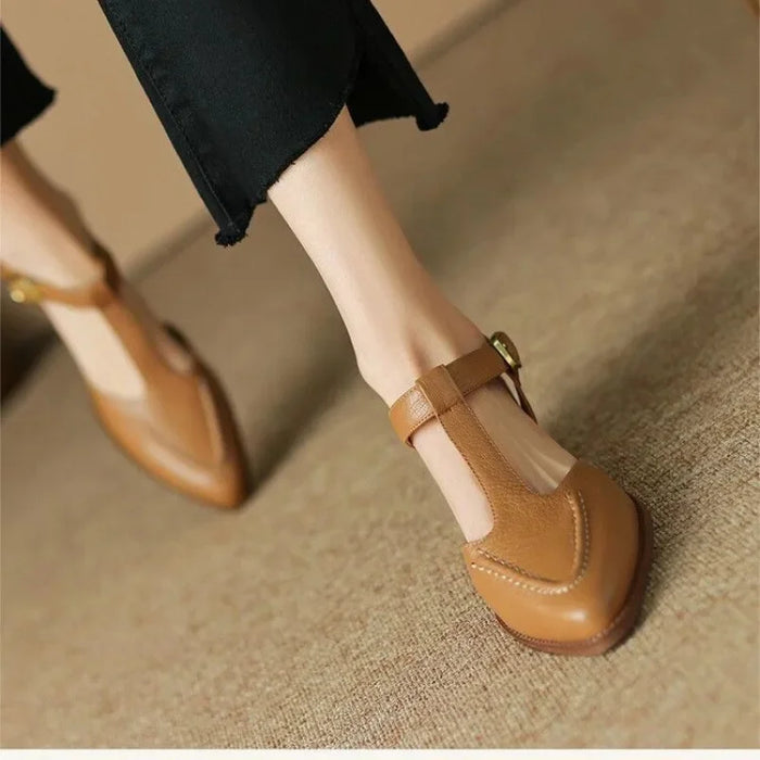 Mary Janes en Cuir Bicolores à Boucle