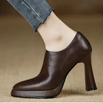 Bottines Basses en Cuir à Talon