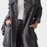 Robe Chemise en Jean Manches Longues Boutonnée