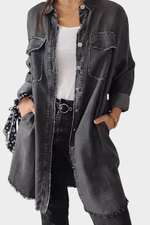 Robe Chemise en Jean Manches Longues Boutonnée