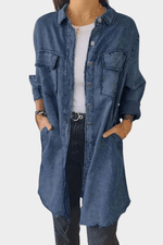 Robe Chemise en Jean Manches Longues Boutonnée