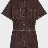 Short Salopette en Jean Boutonné