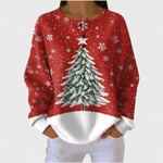 Pull Gaufré Rouge Sapin de Noël