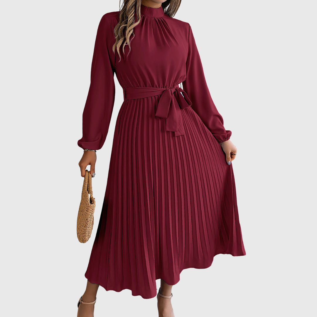 Martine — Robe Maxi Plissée Ceinturée
