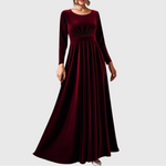 Béatrice — Robe Maxi en Velours à Manches Longues